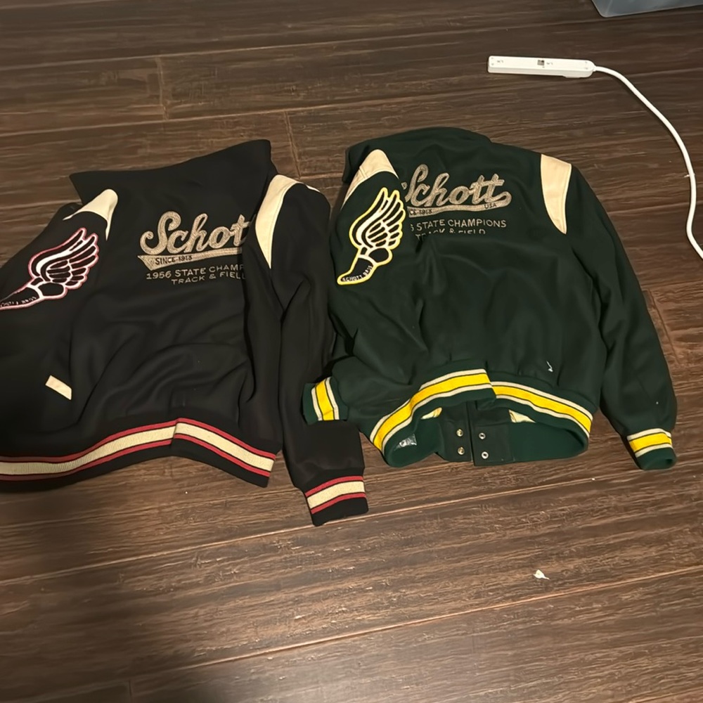 Schott varsity jacket both for $150